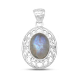 Rainbow Moonstone Silver Pendant Set