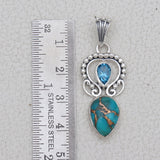 925 Silver Blue Copper Turquoise Pendant