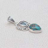 925 Silver Blue Copper Turquoise Pendant