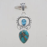 925 Silver Blue Copper Turquoise Pendant