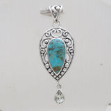 Boulder Turquoise Silver Pendant Set