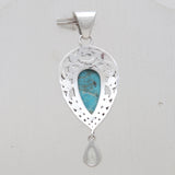 Boulder Turquoise Silver Pendant Set