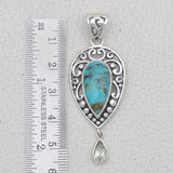 Boulder Turquoise Silver Pendant Set