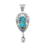 Boulder Turquoise Silver Pendant Set