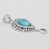 Boulder Turquoise Silver Pendant Set