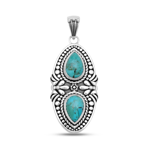 Boulder Turquoise Silver Pendant Set