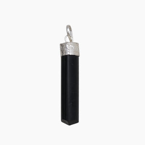 Pencil Point Black Onyx Silver Pendants