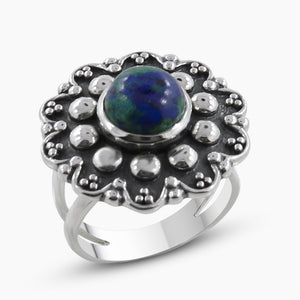 Azurite Malachite Silver Rings