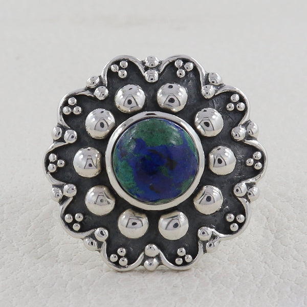 Azurite Malachite Silver Rings