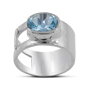 925 Sterling Silver Blue Topaz Ring