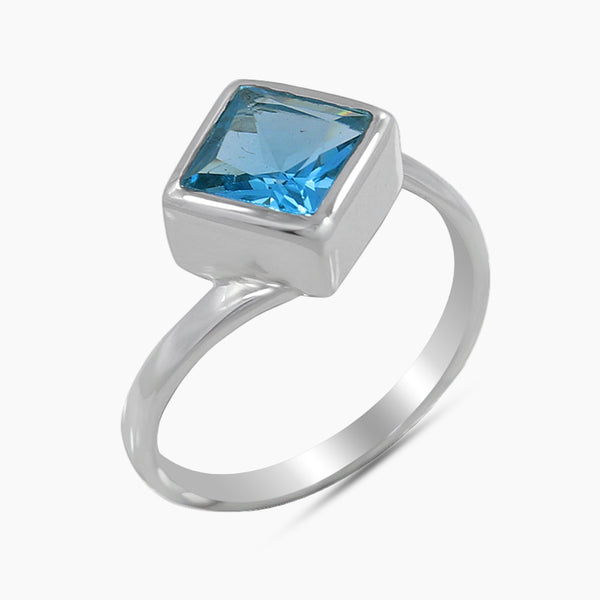 Stunning Blue Topaz Silver Ring