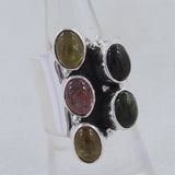 Multi Color Tourmaline Silver Ring