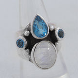 Rainbow Moonstone Silver Ring