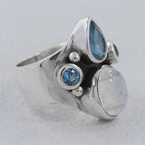 Rainbow Moonstone Silver Ring