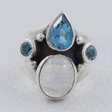 Rainbow Moonstone Silver Ring