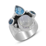 Rainbow Moonstone Silver Ring