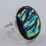 Dichroic Glass Sterling Silver Ring