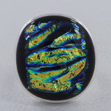 Dichroic Glass Sterling Silver Ring