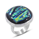 Dichroic Glass Sterling Silver Ring