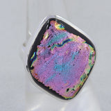 Fused Dichroic Glass Silver Ring