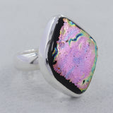 Fused Dichroic Glass Silver Ring