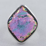 Fused Dichroic Glass Silver Ring