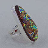 Multi-Color Blending Dichroic Glass Silver Ring