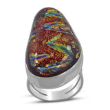 Multi-Color Blending Dichroic Glass Silver Ring