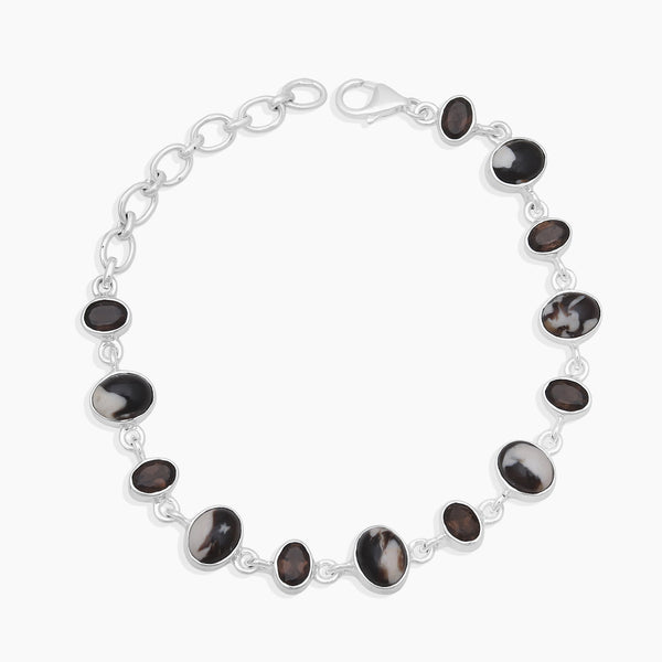 Peanut Wood Jasper Silver Bracelets