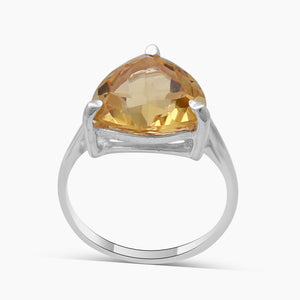 Trillion Cut Citrine Silver Rings
