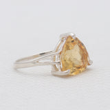 Trillion Cut Citrine Silver Rings