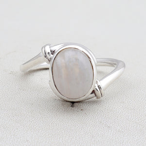 Rainbow Moonstone Silver Ring
