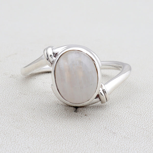 Rainbow Moonstone Silver Ring