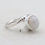 Rainbow Moonstone Silver Ring