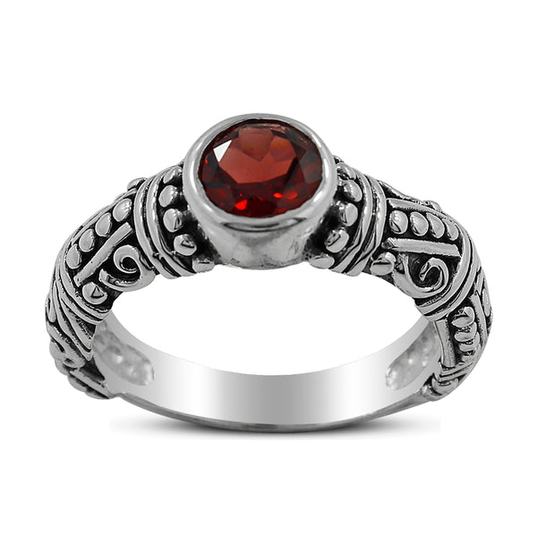925 Sterling Silver Garnet Ring