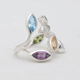 925 Sterling Silver Iolite Leaf Rings