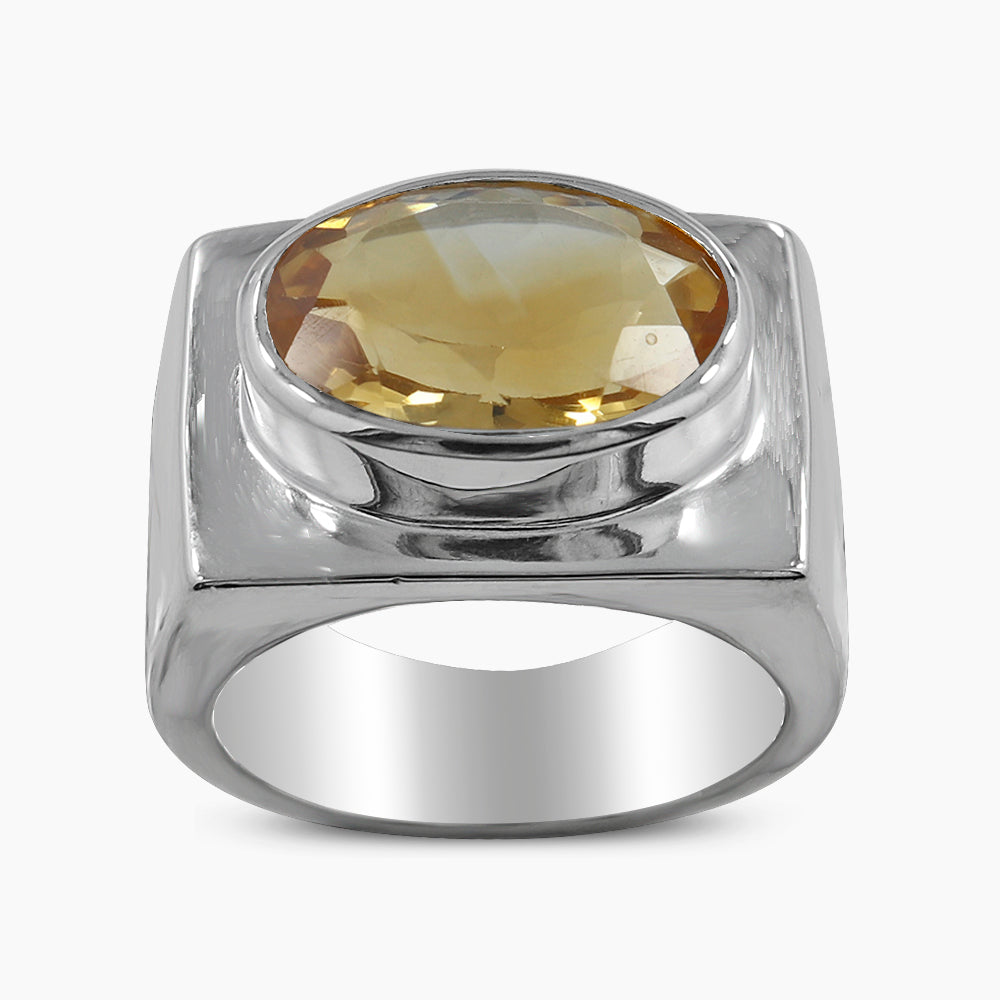 925 Sterling Silver Citrine Men's Rings