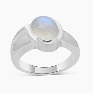 Rainbow Moonstone Silver Rings