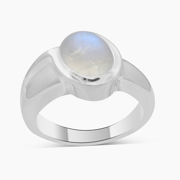 Rainbow Moonstone Silver Rings