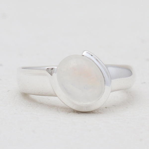 Rainbow Moonstone Silver Rings