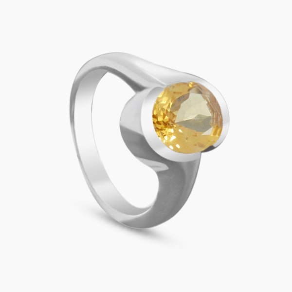 Natural Citrine Silver Rings