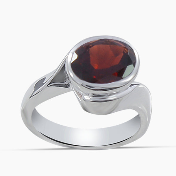 Natural Garnet Silver Rings