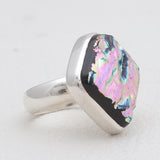 Fused Dichroic Glass Silver Rings