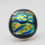 Dichroic Glass Silver Rings