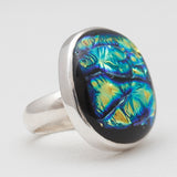Dichroic Glass Silver Rings
