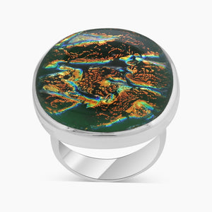 Dichroic Glass Silver Rings