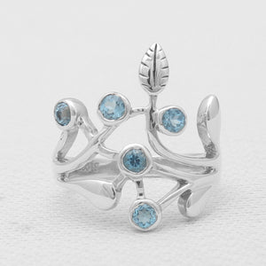 925 Sterling Silver Blue Topaz Rings