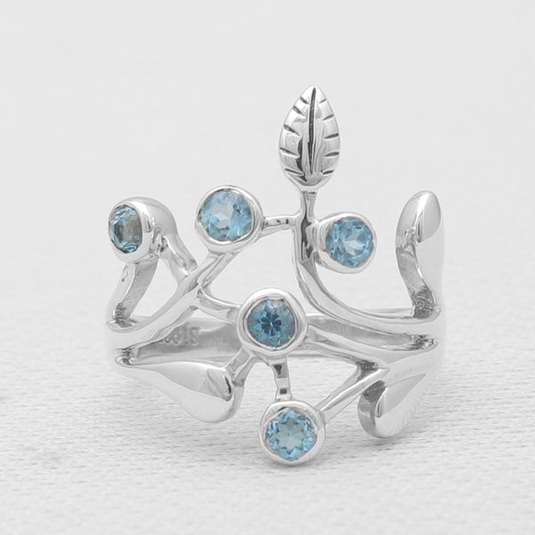 925 Sterling Silver Blue Topaz Rings