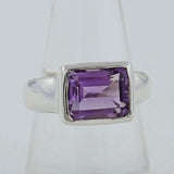 Amethyst Cut Gemstone Designer Silver Ring