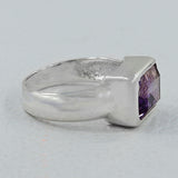 Amethyst Cut Gemstone Designer Silver Ring